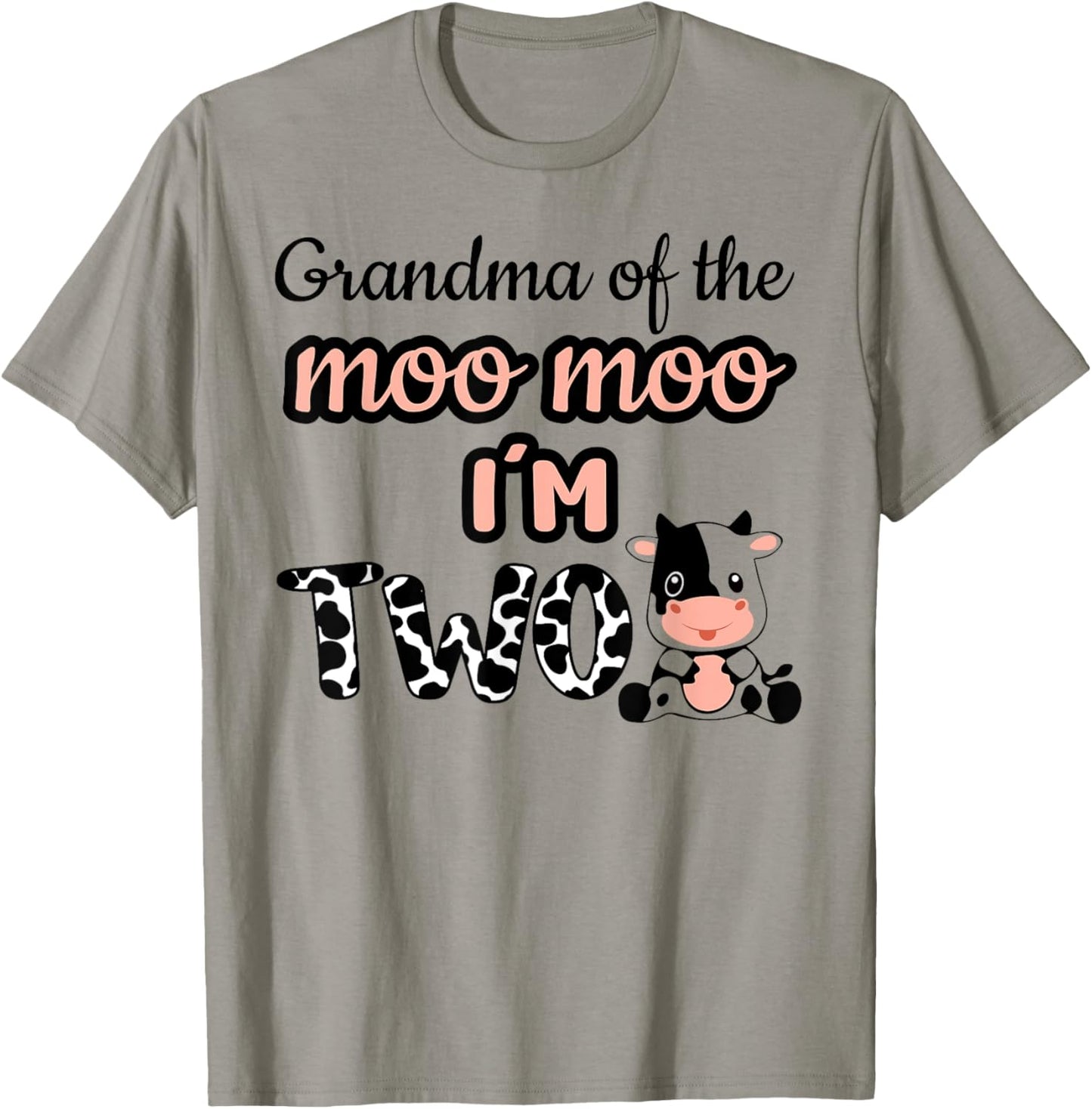 Grandma of the Moo Moo I'm Two Cow Farm Animal 2nd Birthday T-Shirt - T-Shirt | Sand