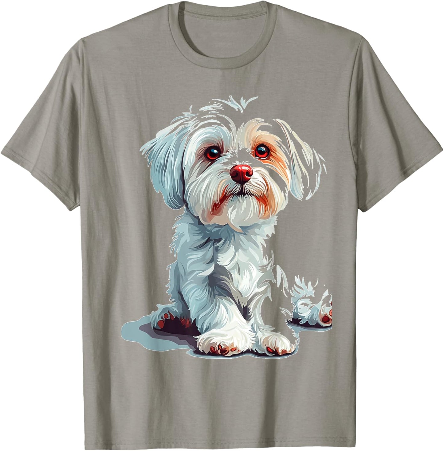 Maltese Dog Motif Pet Art Maltese T-Shirt - T-Shirt | Sand