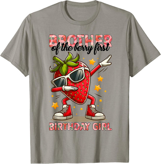 Brother of the Berry Sweet One Strawberry First Birthday 1st T-Shirt - T-Shirt | Sand