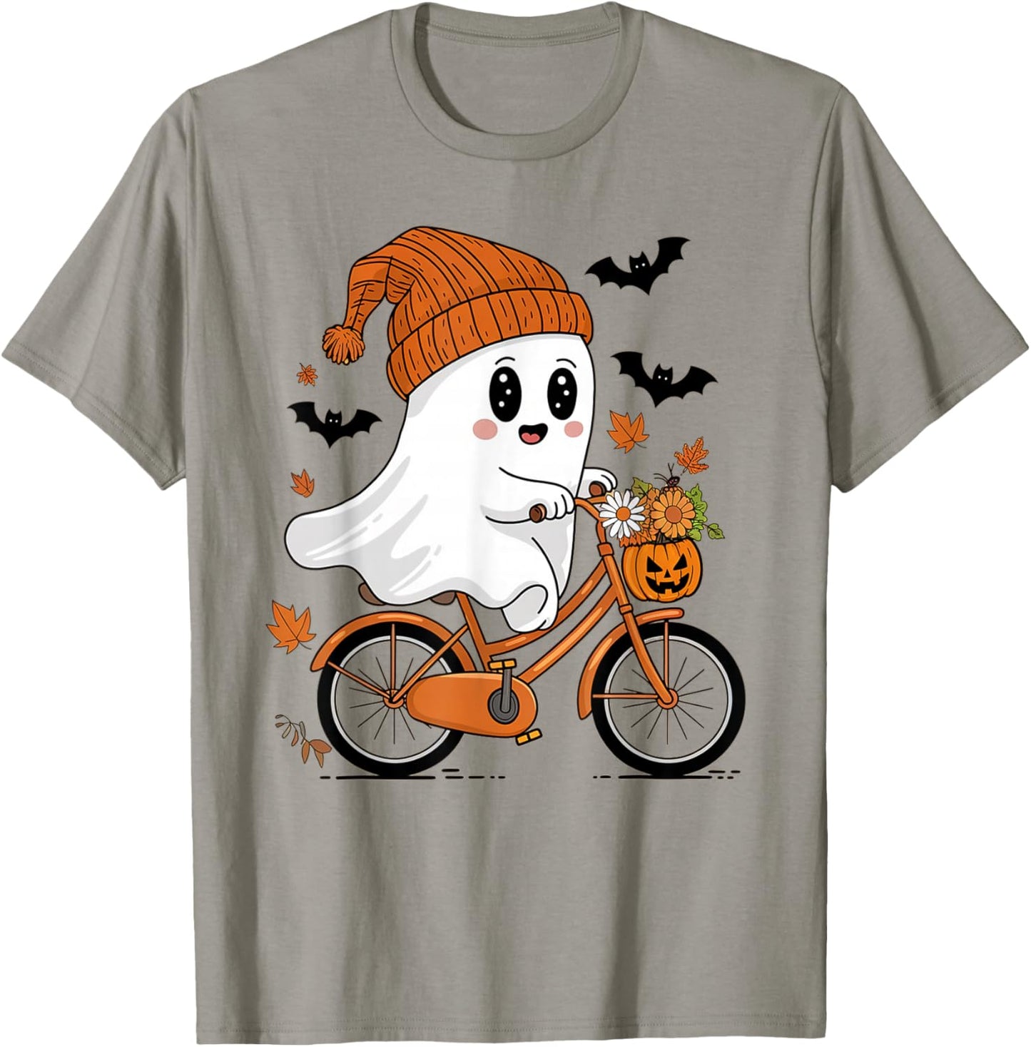 Cute Halloween Ghost Riding a Bicycle Girls T-Shirt - T-Shirt | Sand