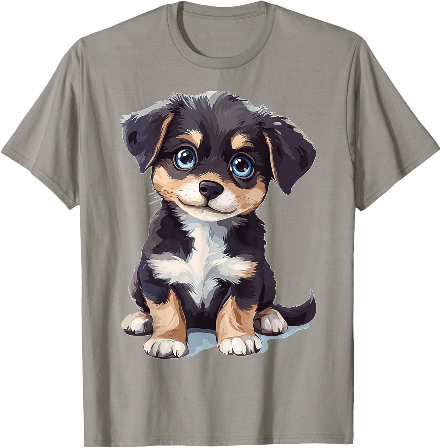 Puppy Dog Graphic Pet Art Blue Eyes Puppy T-Shirt - T-Shirt | Sand
