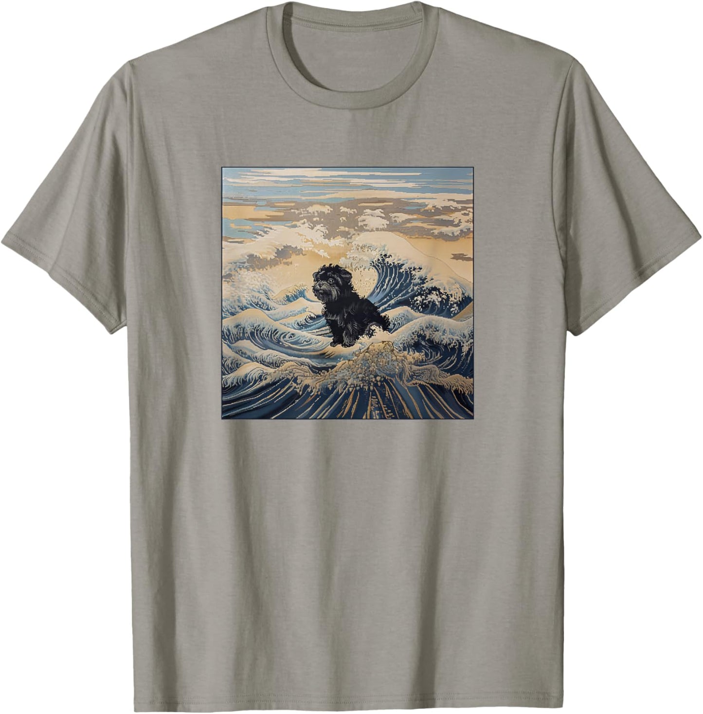Affenpinscher Dog Mom Dad Kanagawa Art Beach T-Shirt - T-Shirt | Sand