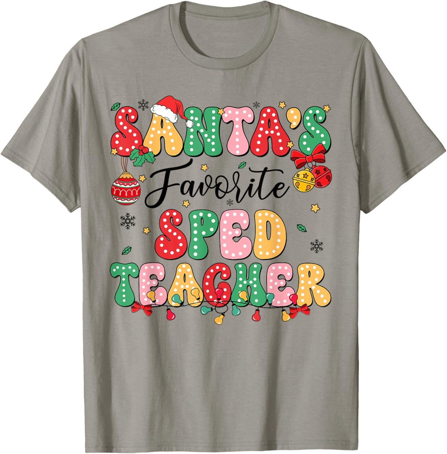 Santa's Favorite SPED Teacher Retro Matching Christmas Group T-Shirt - T-Shirt | Sand
