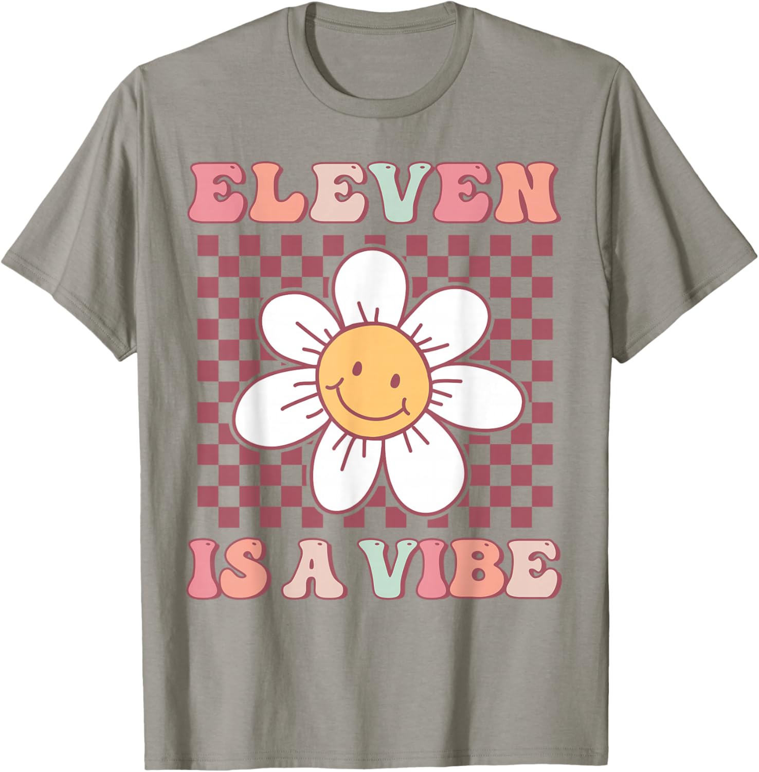 Eleven Is A Vibe Groovy 11th Birthday Party Daisy Flower T-Shirt - T-Shirt | Sand