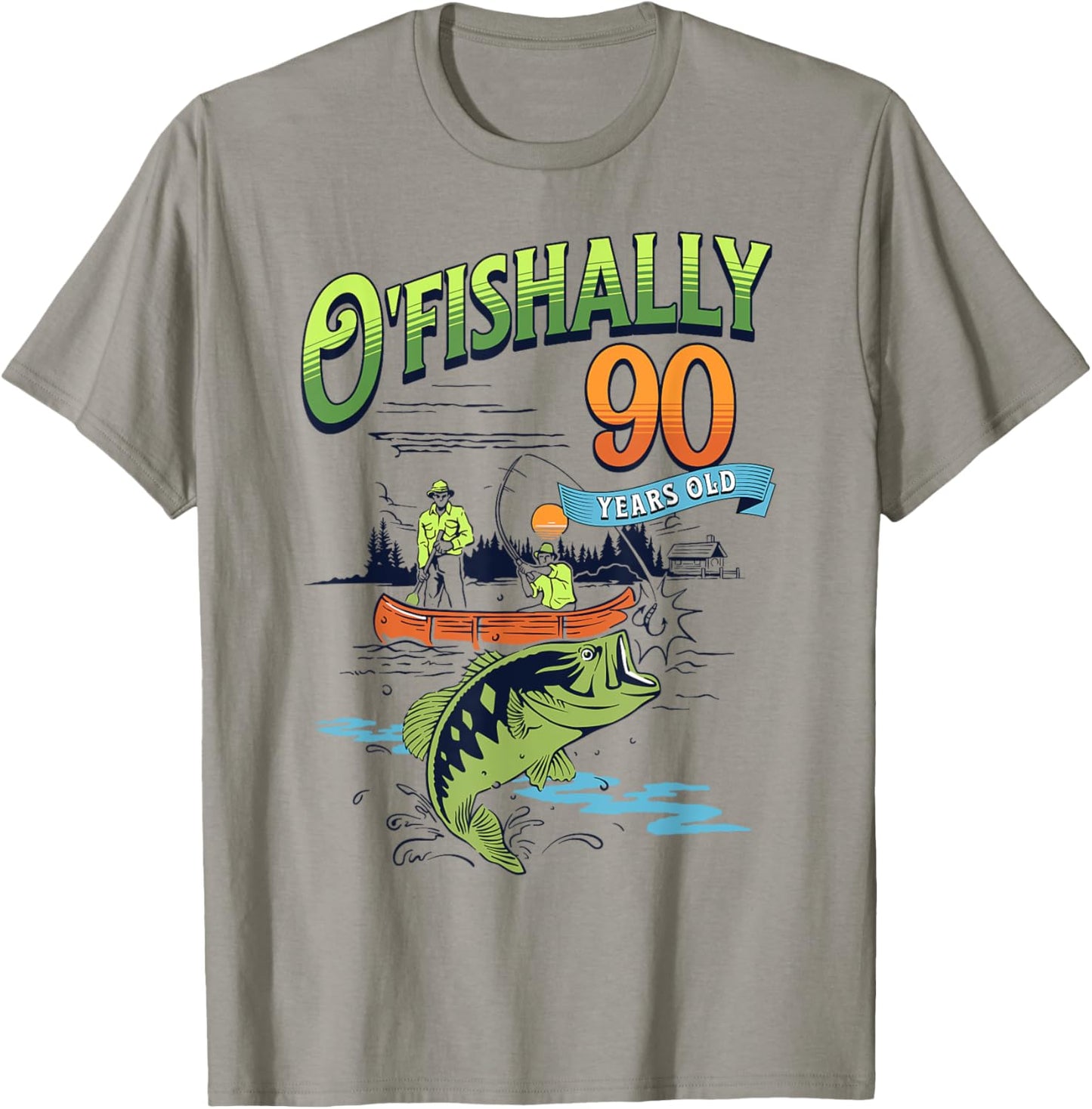 Ofishally 90 Years Old Fishing Theme 90th Birthday Fisherman T-Shirt - T-Shirt | Sand