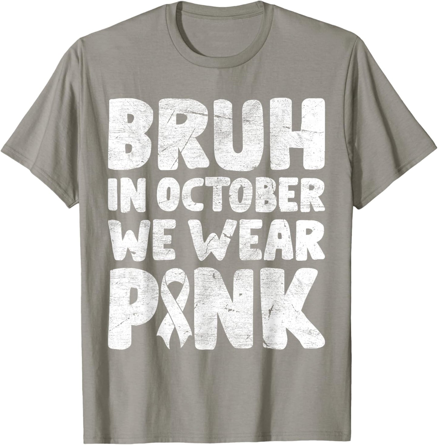 Breast Cancer Shirts for Kids Boys Bruh In October Wear Pink T-Shirt - T-Shirt | Sand
