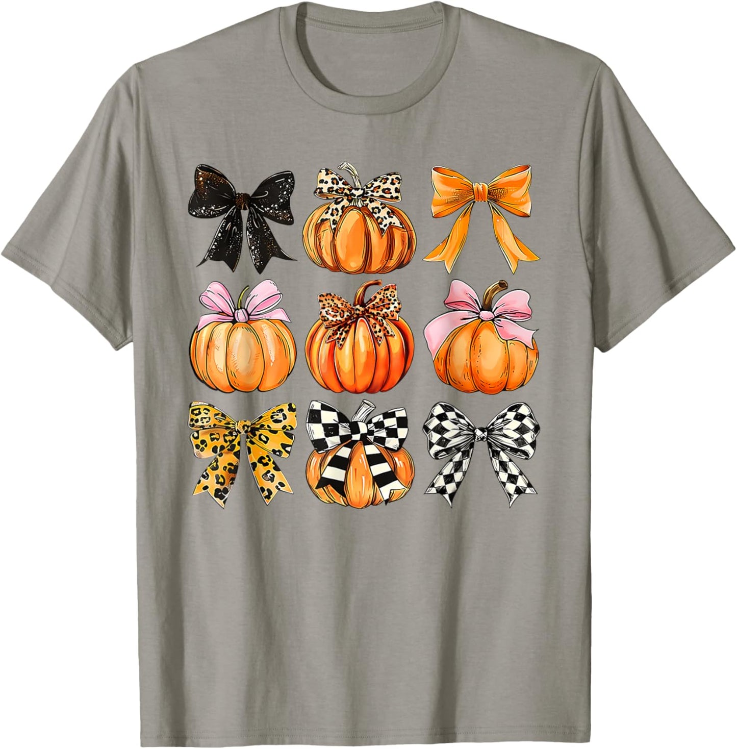 Coquette Bow Pumpkin Season Thanksgiving Autumn Fall Leaves T-Shirt - T-Shirt | Sand