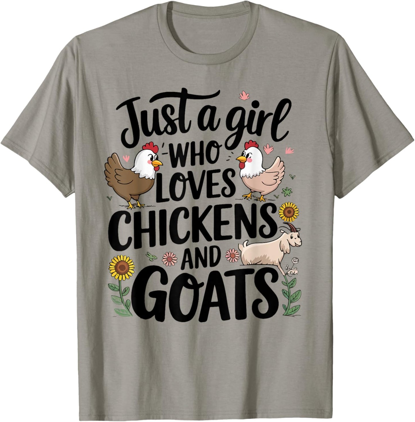 Just A Girl Who Loves Chicken And Goats Farming Farmer Women T-Shirt - T-Shirt | Sand