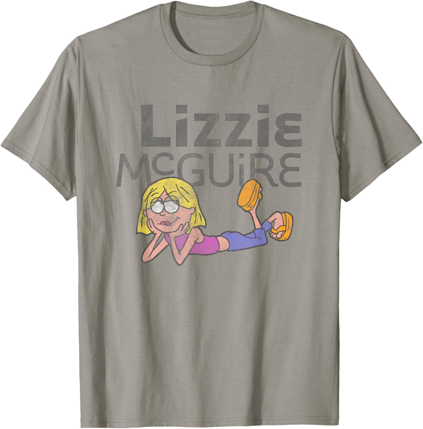 Disney Lizzy McGuire Iconic Toon Distressed Big Chest Logo T-Shirt - T-Shirt | Sand