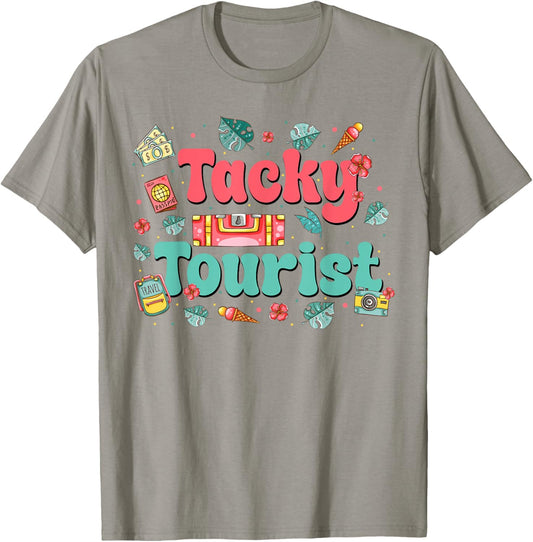 Funny Tourist Costume Tie Dye Tacky Traveler Tacky Tourist T-Shirt - T-Shirt | Sand