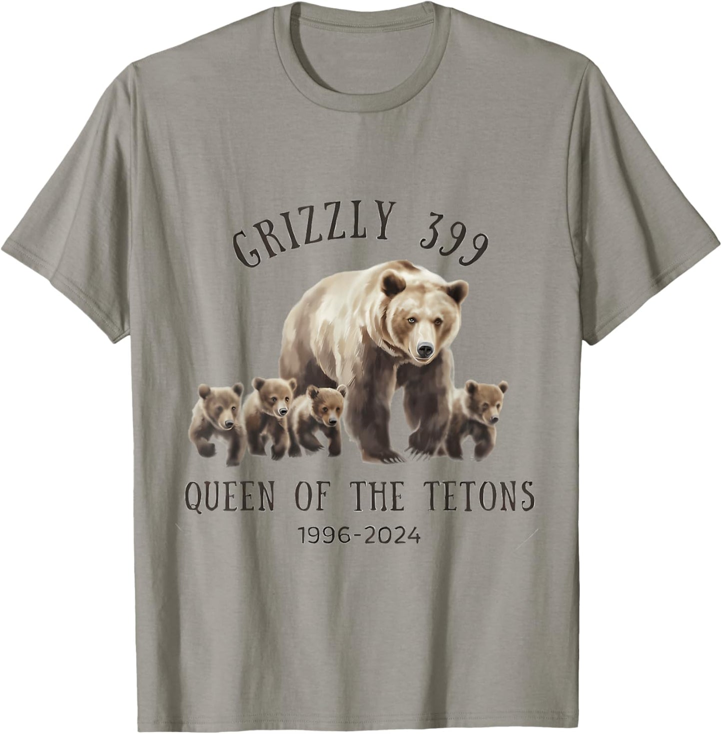 Grizzly 399 Queen of The Tetons National Park Bear T-Shirt - T-Shirt | Sand