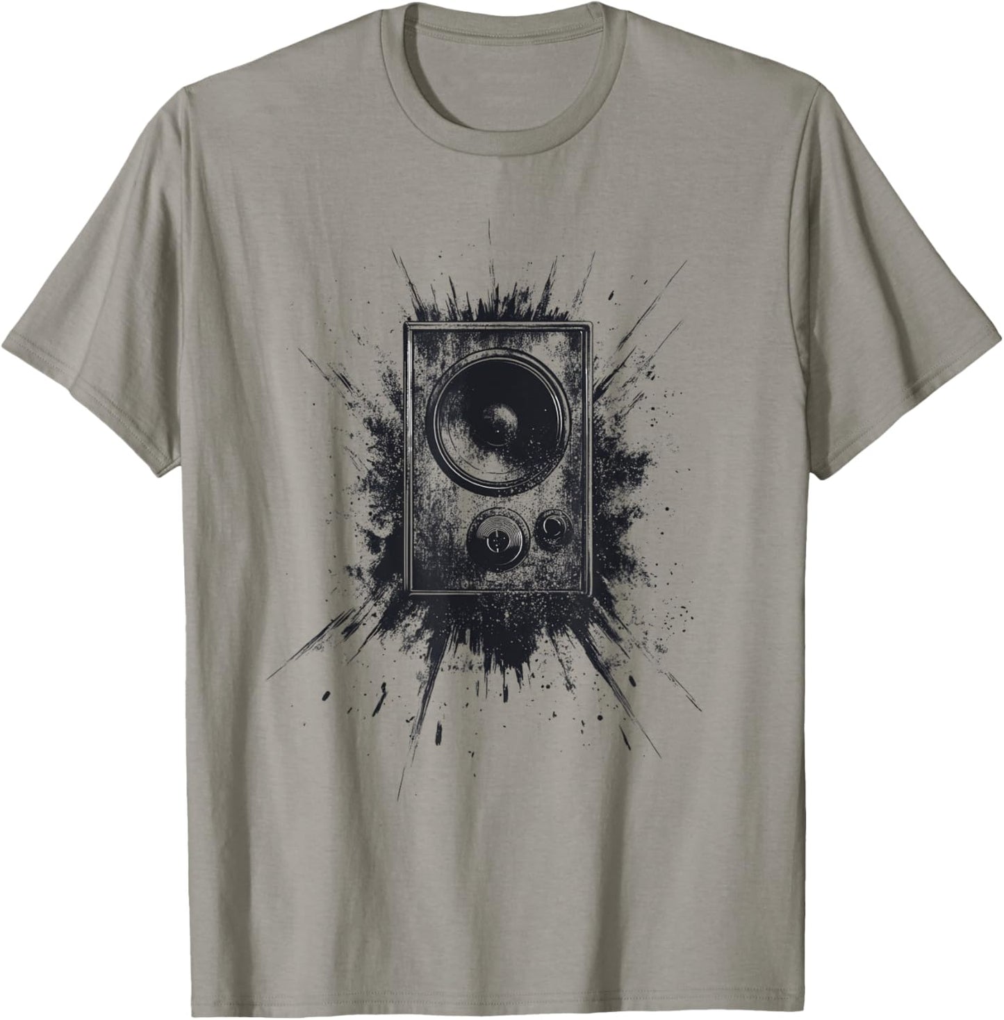 Cool Black Grayscale Music Speaker Design T-Shirt - T-Shirt | Sand