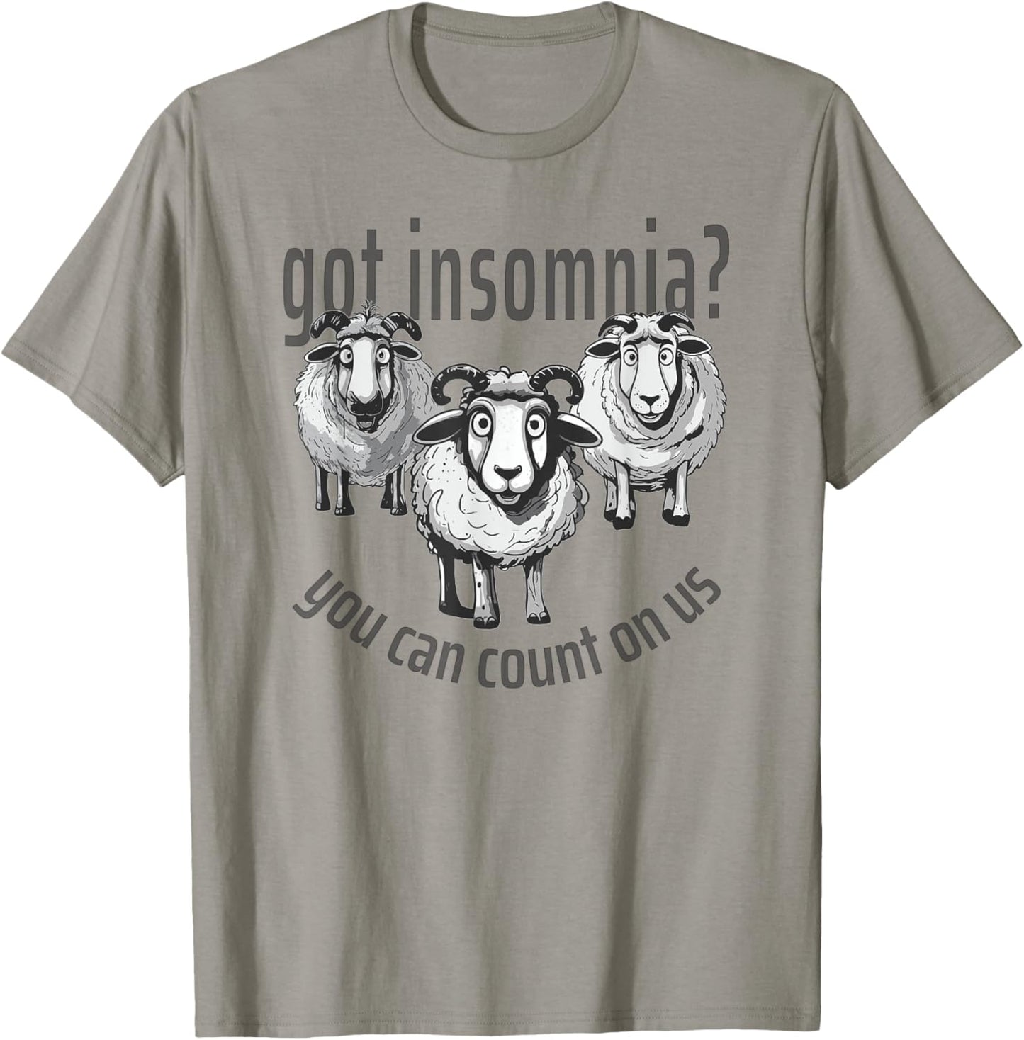 Insomnia Funny Cute Sheep Can Count On Us Sleep Awareness T-Shirt - T-Shirt | Sand