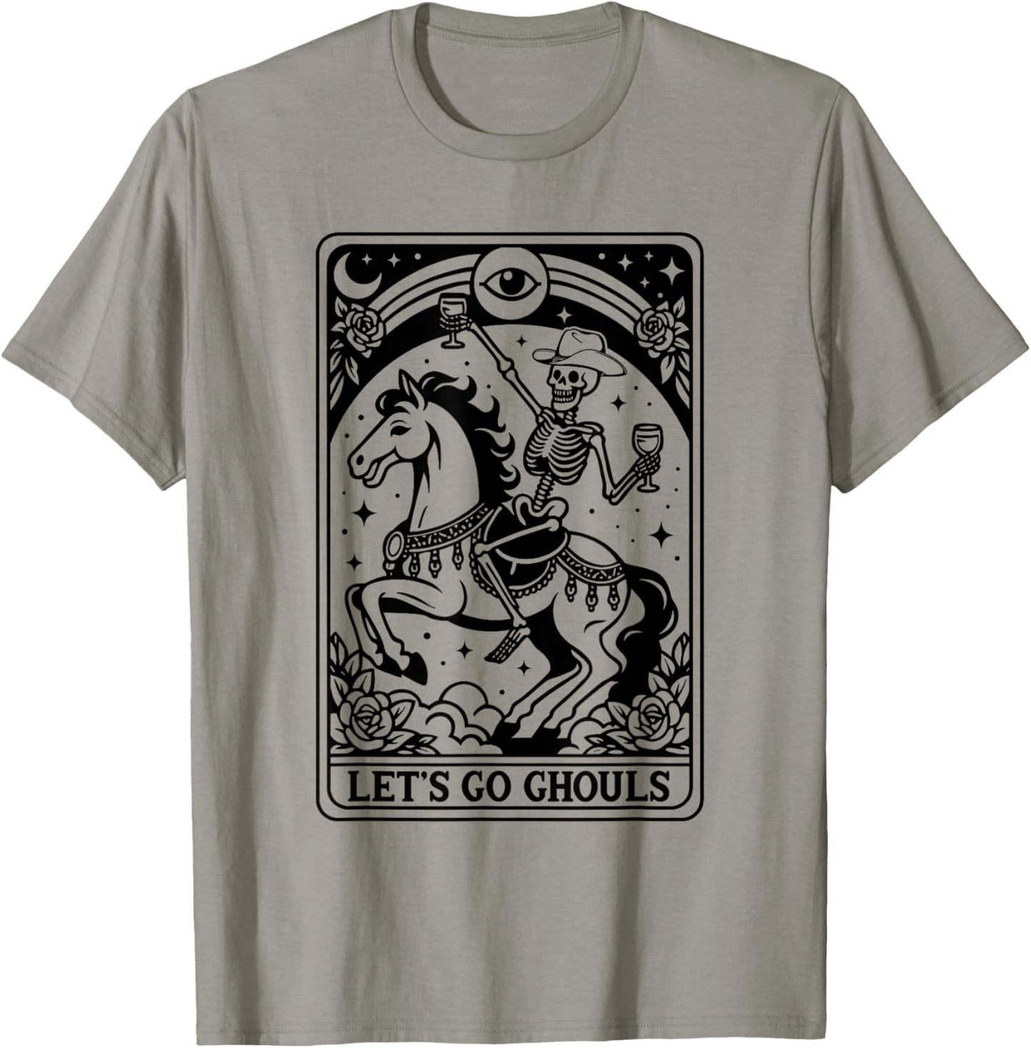 Let's Go Ghouls Skeleton Cowgirl Tarot Card Bachelorette T-Shirt - T-Shirt | Sand