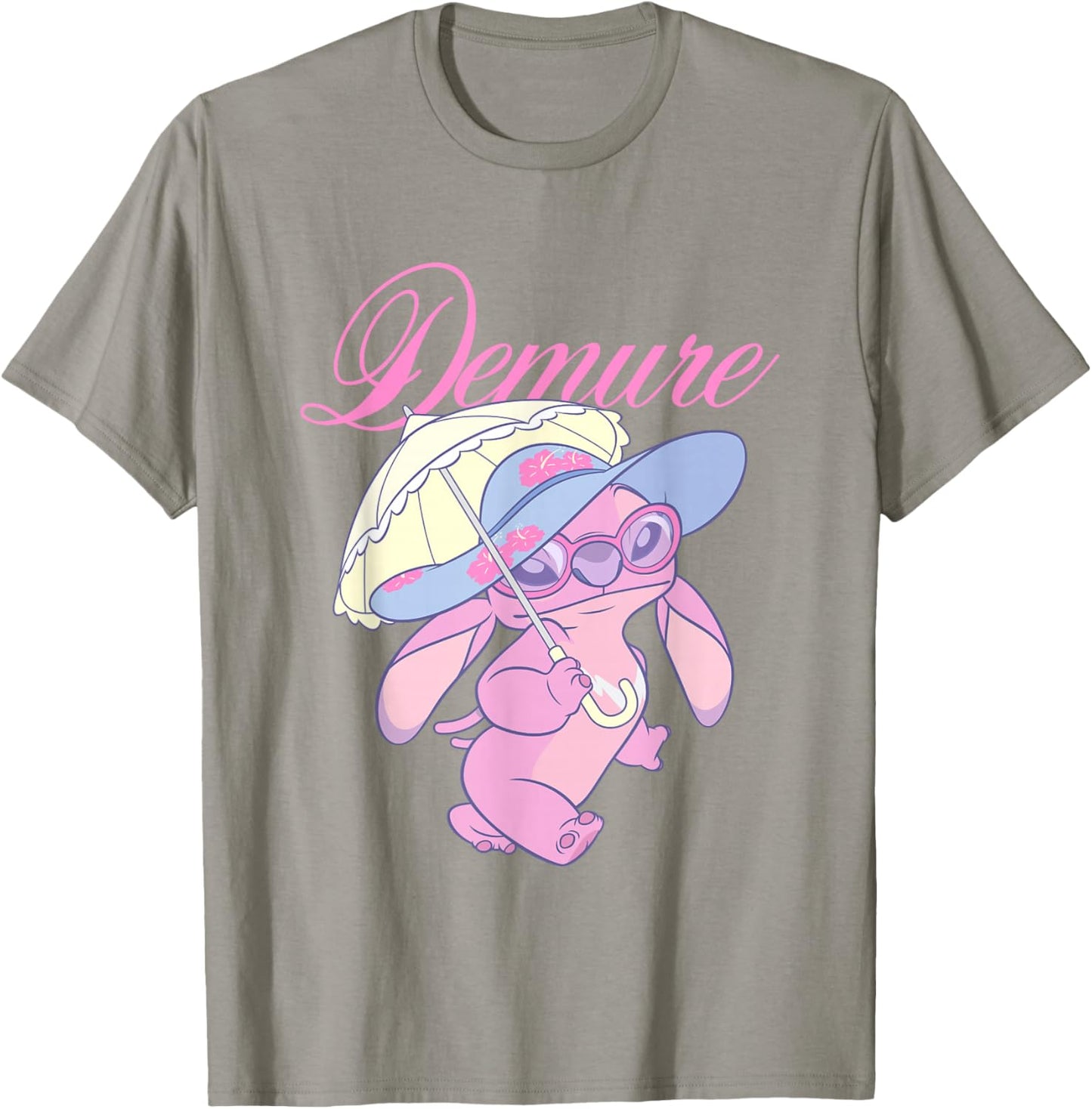 Disney Lilo & Stitch Cute Fancy Angel Demure Big Chest Logo T-Shirt - T-Shirt | Sand