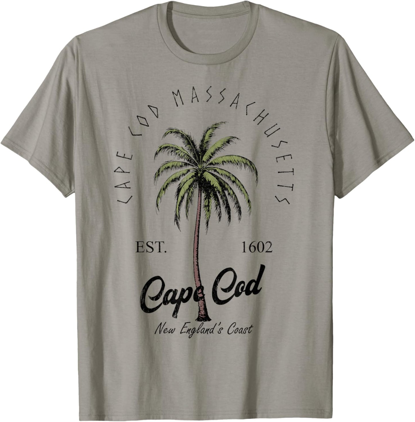 Cape Cod Massachusetts Tropical Tree Island Beach Vibes T-Shirt - T-Shirt | Sand