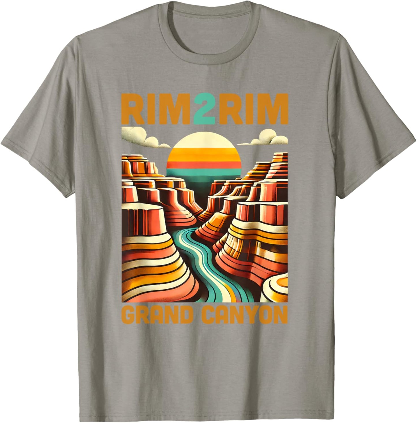Vintage Rim 2 Rim Grand Canyon Trail Run, R2R2R Run Hiking T-Shirt - T-Shirt | Sand