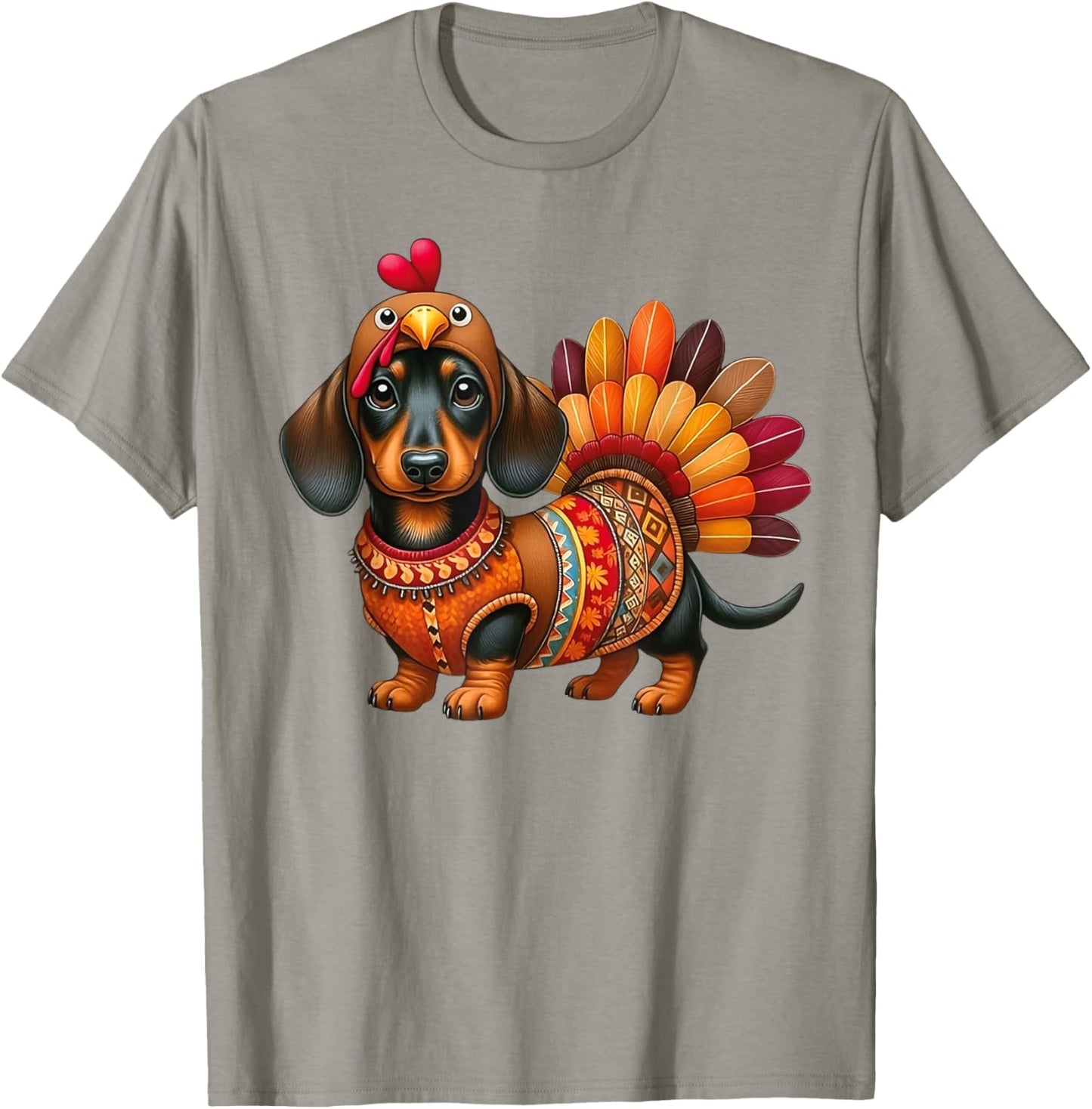 Cute Thanksgiving Turkey Weiner Dachshund Dog Costume T-Shirt - T-Shirt | Sand