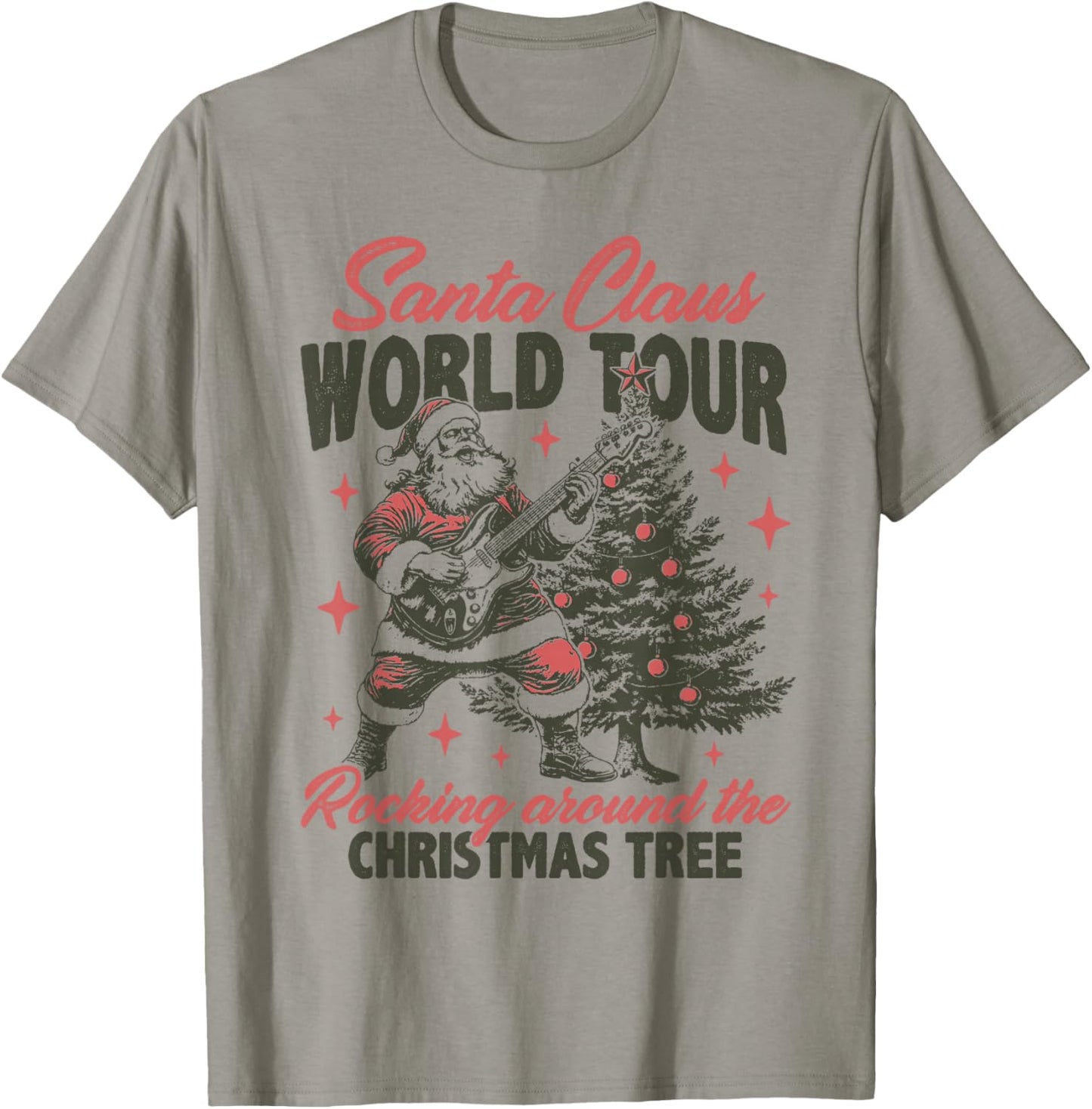 Santa Claus World Tour Rocking Around The Christmas Tree T-Shirt - T-Shirt | Sand