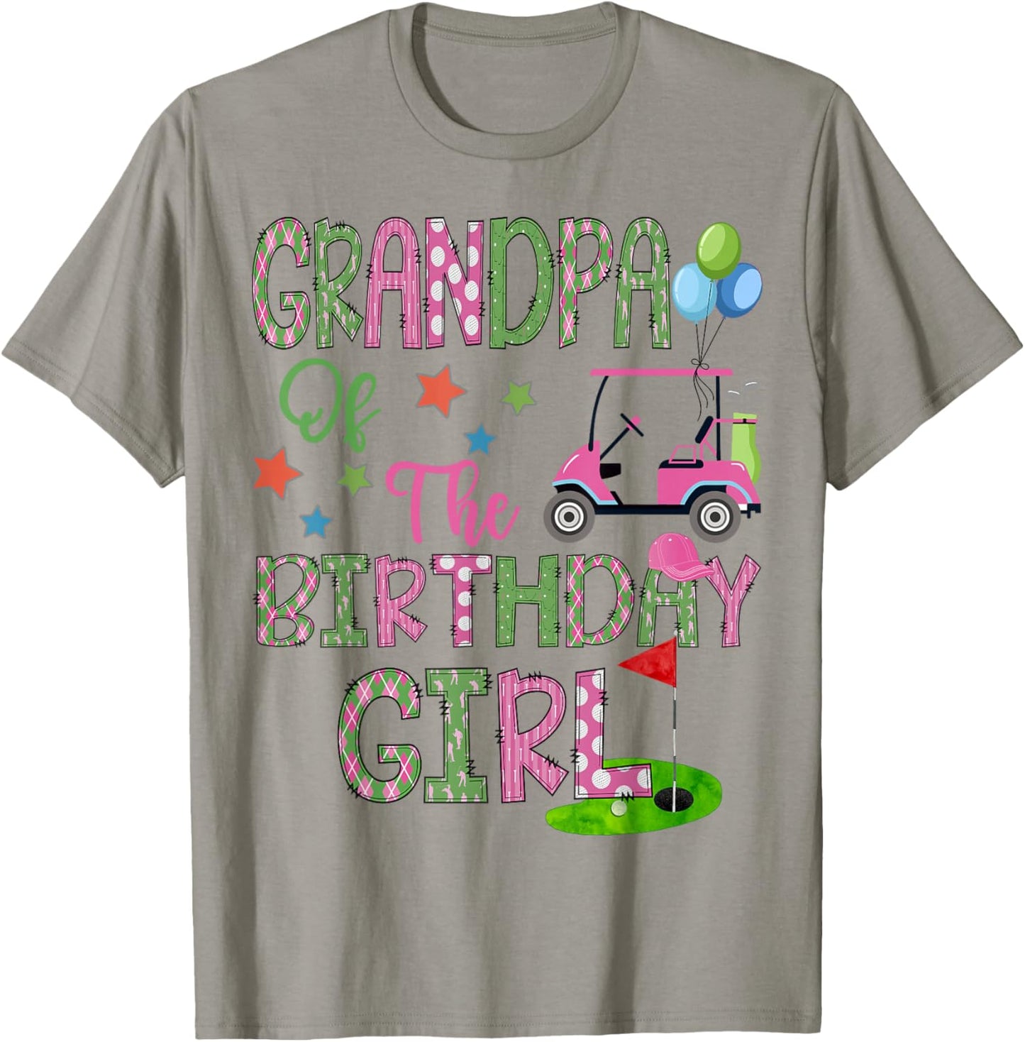 Grandpa Of The Birthday Girl Hole In One Golf 1St Bday T-Shirt - T-Shirt | Sand
