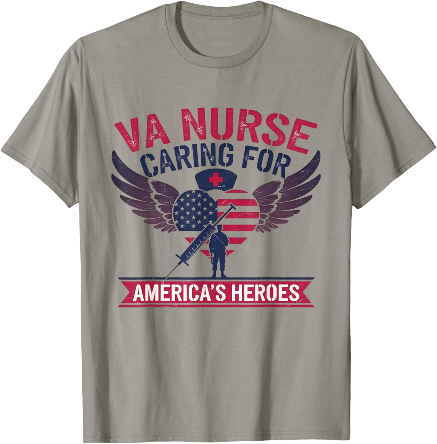 VA Nurse Caring For America's Heroes T-Shirt - T-Shirt | Sand