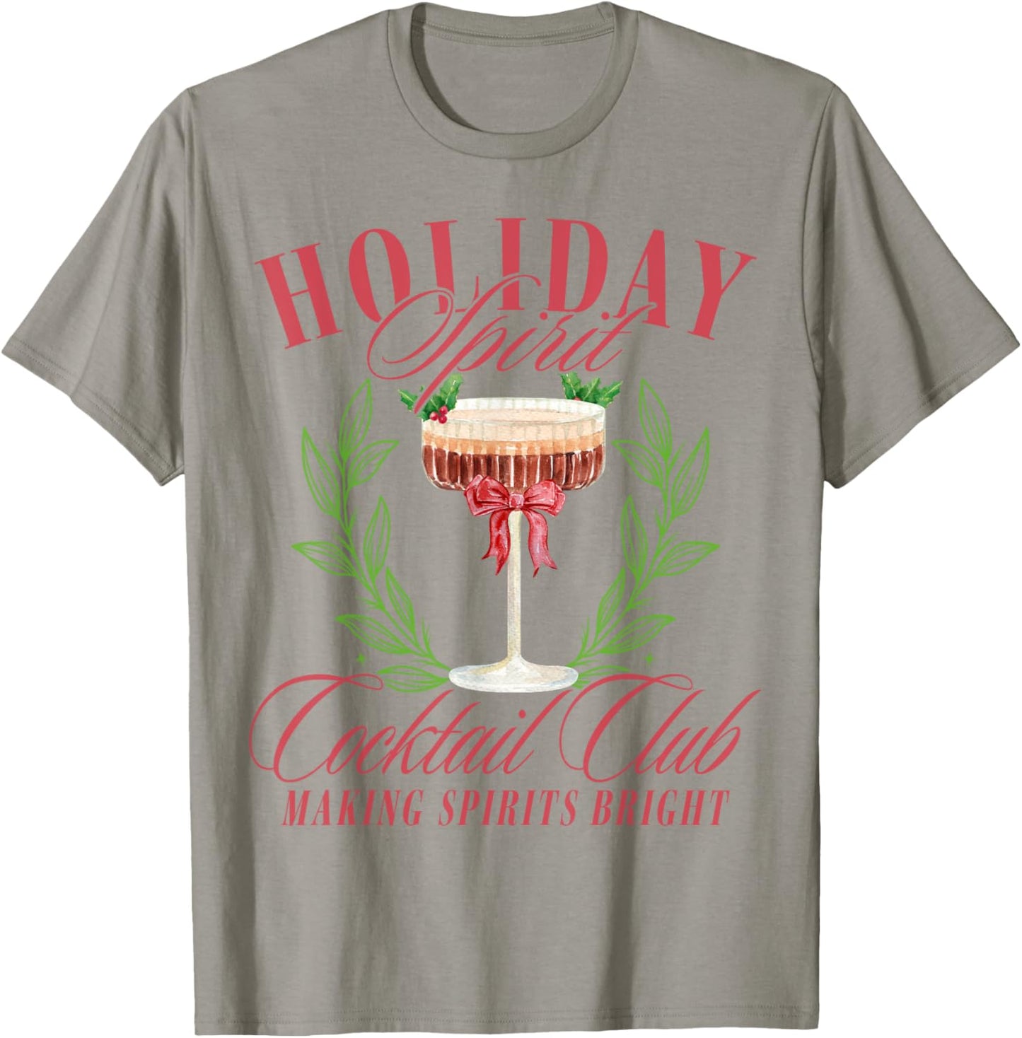 Holiday Spirit Cocktail Club Christmas Espresso Martini T-Shirt - T-Shirt | Sand