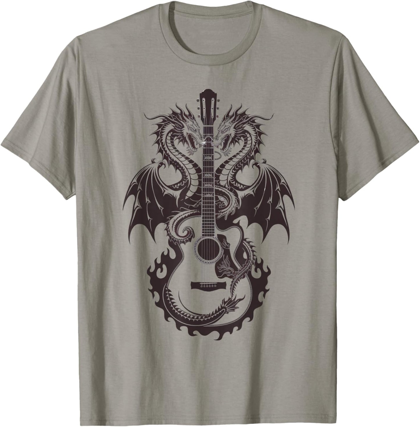 Mystical Dragon Guitar Fusion Music Lover Design T-Shirt - T-Shirt | Sand