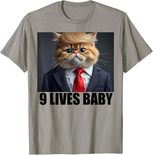 Cat Trump 9 Lives Baby Men Women T-Shirt - T-Shirt | Sand