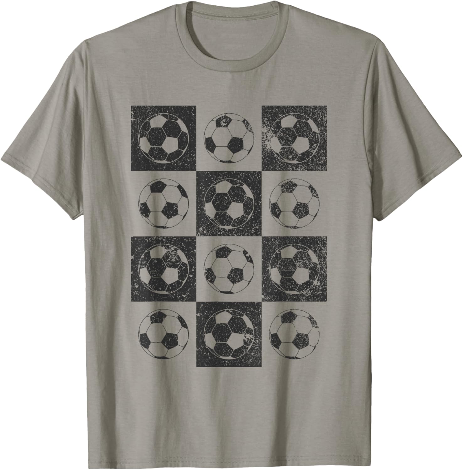 Retro Checkerboard Checkered Soccer Lover T-Shirt - T-Shirt | Sand