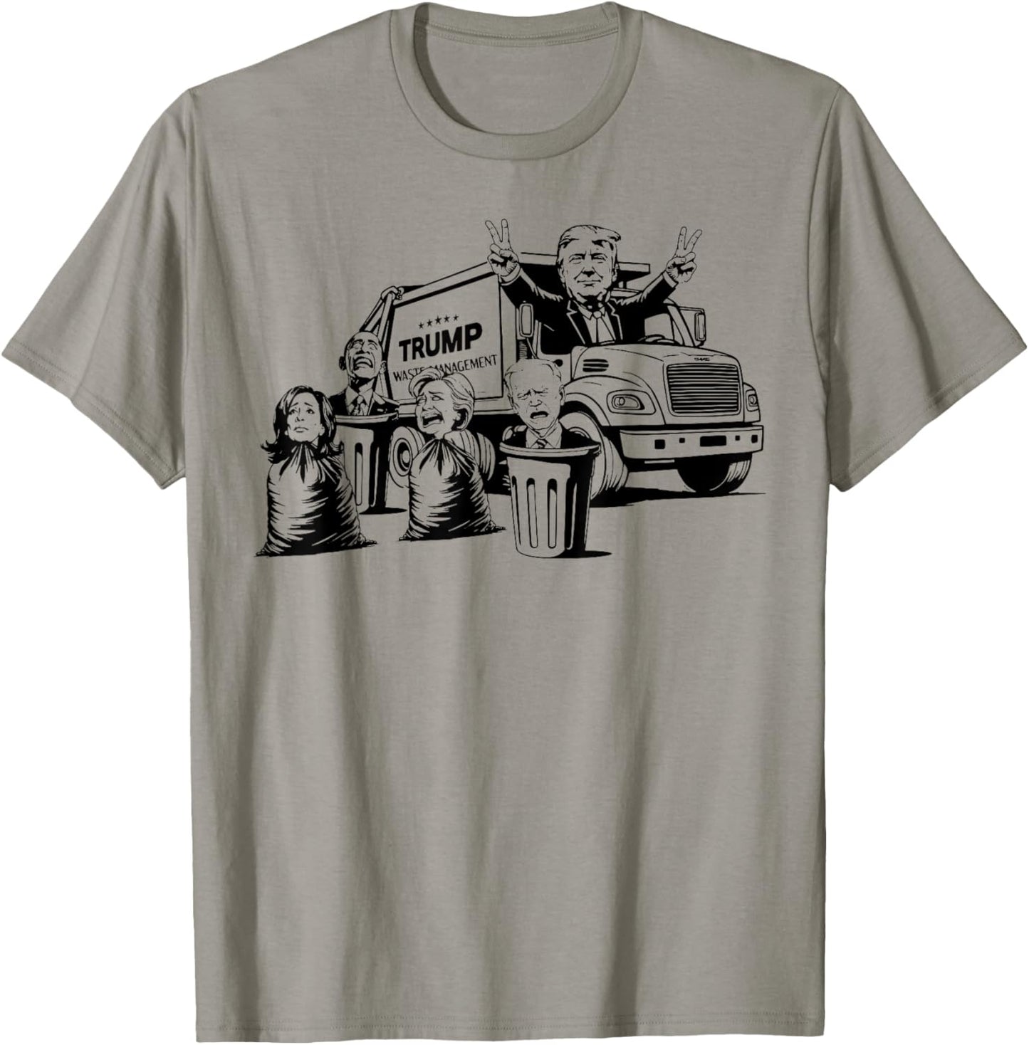 Trump Garbage Truck Kamala Biden Clinton Obama T-Shirt - T-Shirt | Sand