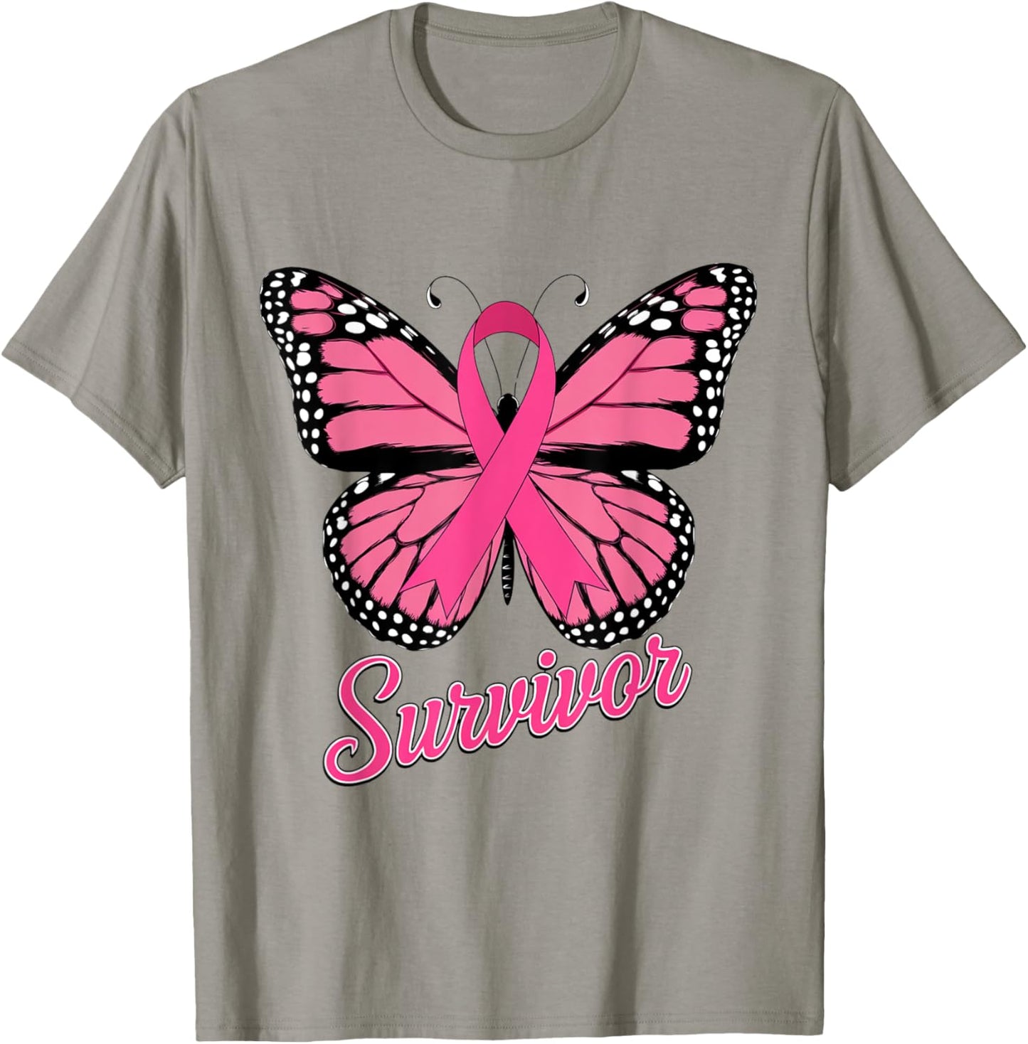 Survivor Pink Ribbon Breast Cancer Awareness T-Shirt - T-Shirt | Sand