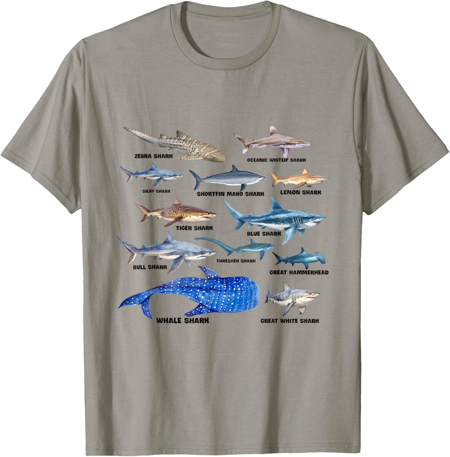 Bite Shark Species Guide Lovers Theme Shark Boy Men T-Shirt - T-Shirt | Sand