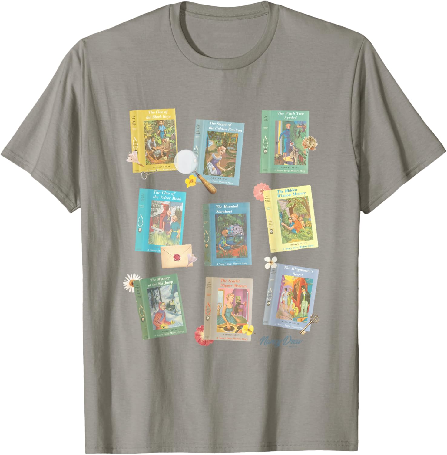 Nancy Drew Midcentury Iconic Literature Vintage Portraits - -Adults & Kids - Blue - Small - Short Sleeve T-Shirt - T-Shirt | Sand