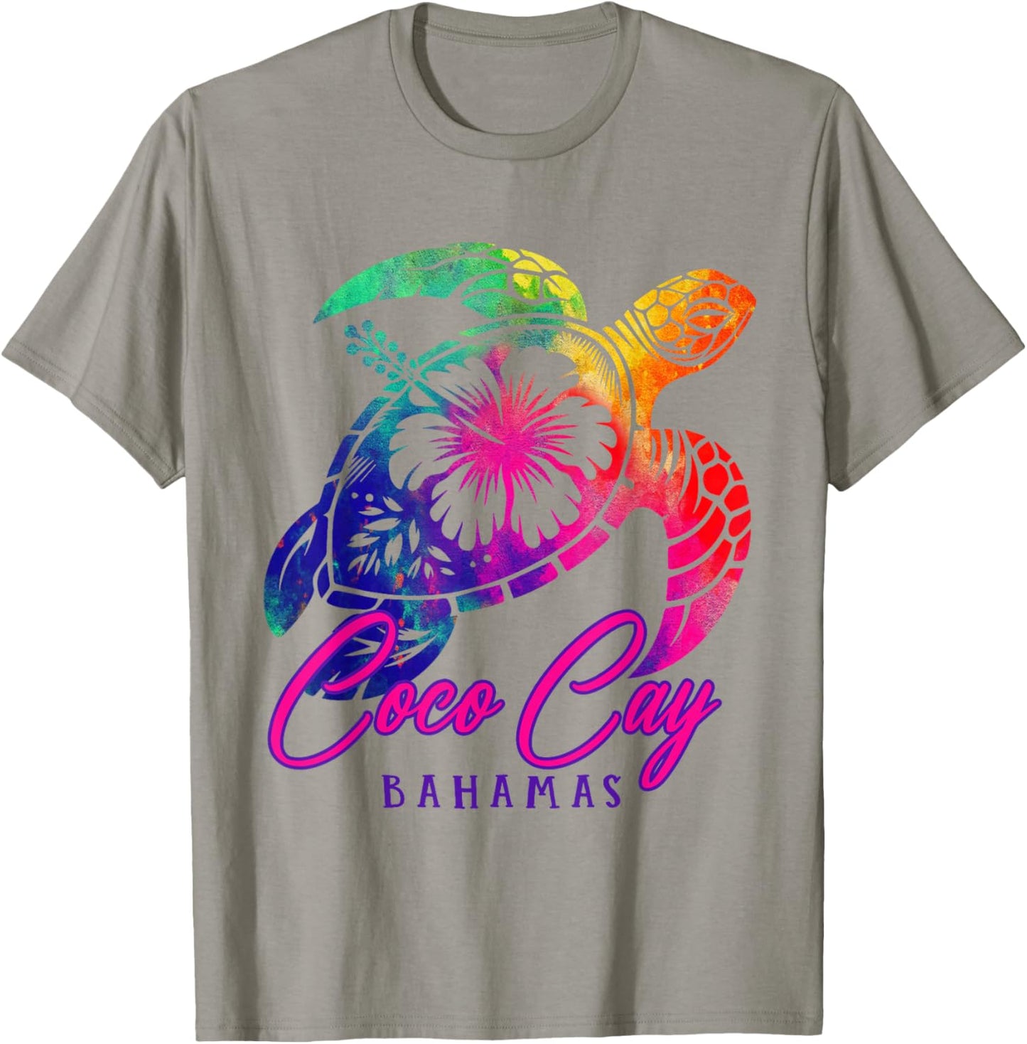 Coco Cay Tie Dye Sea Turtle Hibiscus Bahamas Vacation 2025 T-Shirt - T-Shirt | Sand