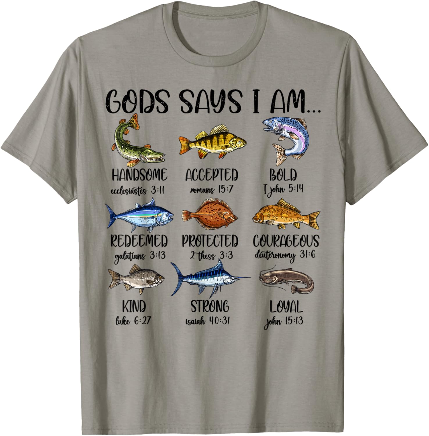 Christian Fishing God Say I Am Youth Boy Jesus Fishing Faith T-Shirt - T-Shirt | Sand
