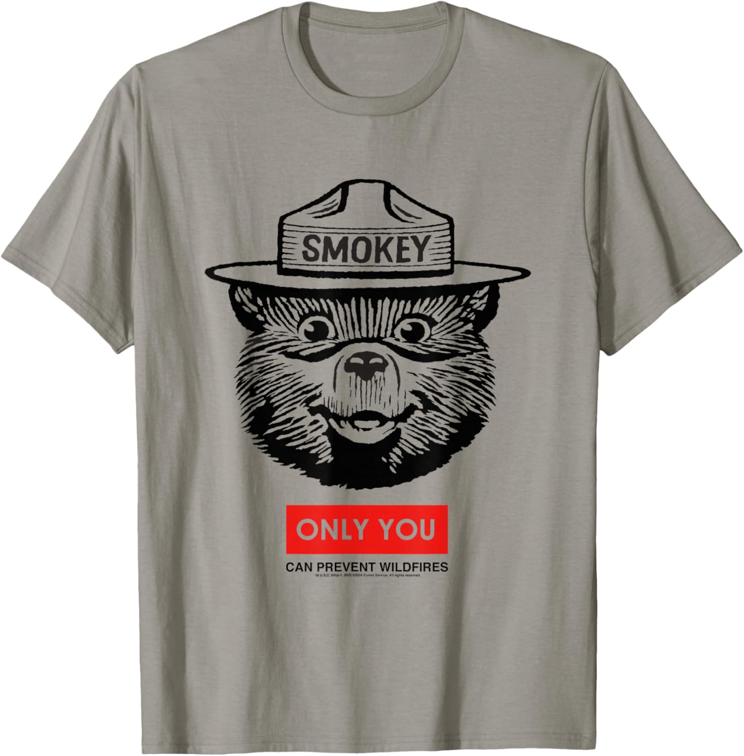 Smokey Bear Only You Can Prevent Forest Fires Minimal Face T-Shirt - T-Shirt | Sand