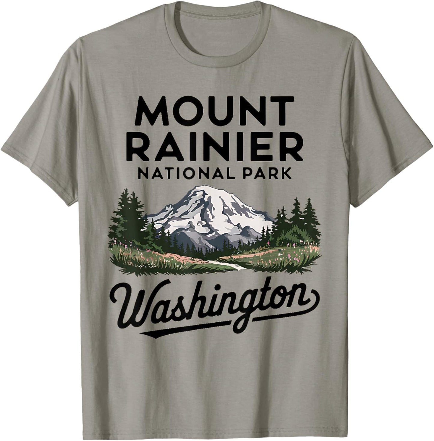 Mountain Landscape Mount Rainier National Park Washington T-Shirt - T-Shirt | Sand