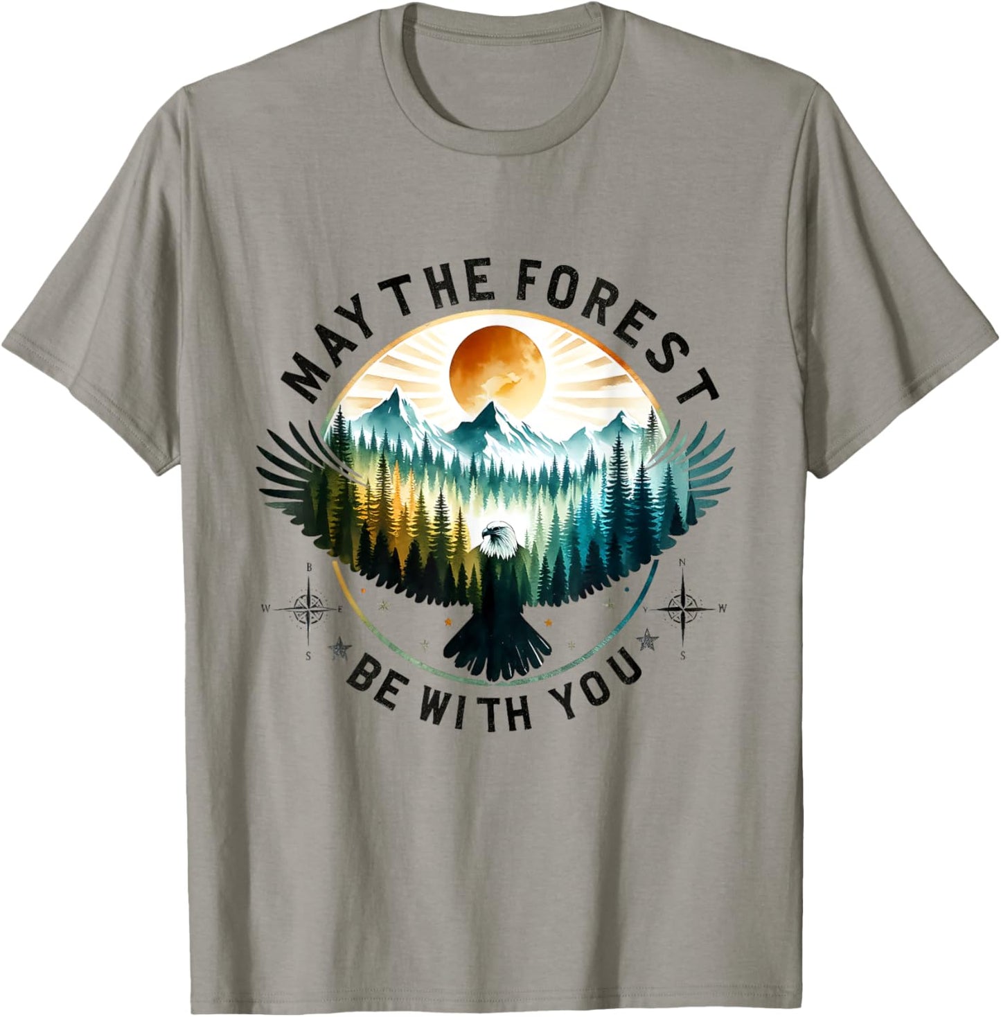 May The Forest Be With You Flying Eagle Sky Forest T-Shirt - T-Shirt | Sand