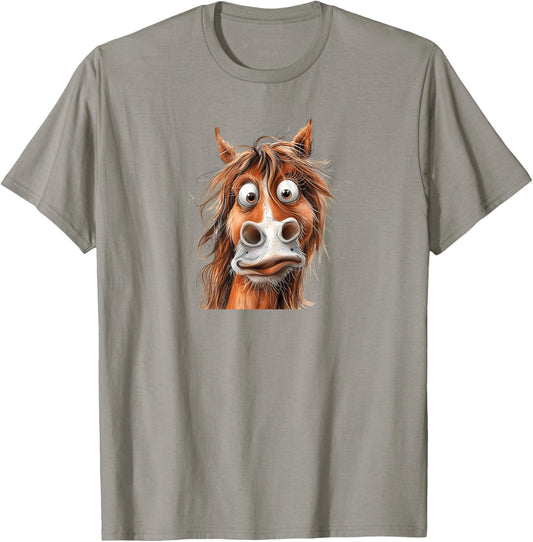 A Cute Baby Horse Smiling Illustrated In Soft Colors T-Shirt - T-Shirt | Sand