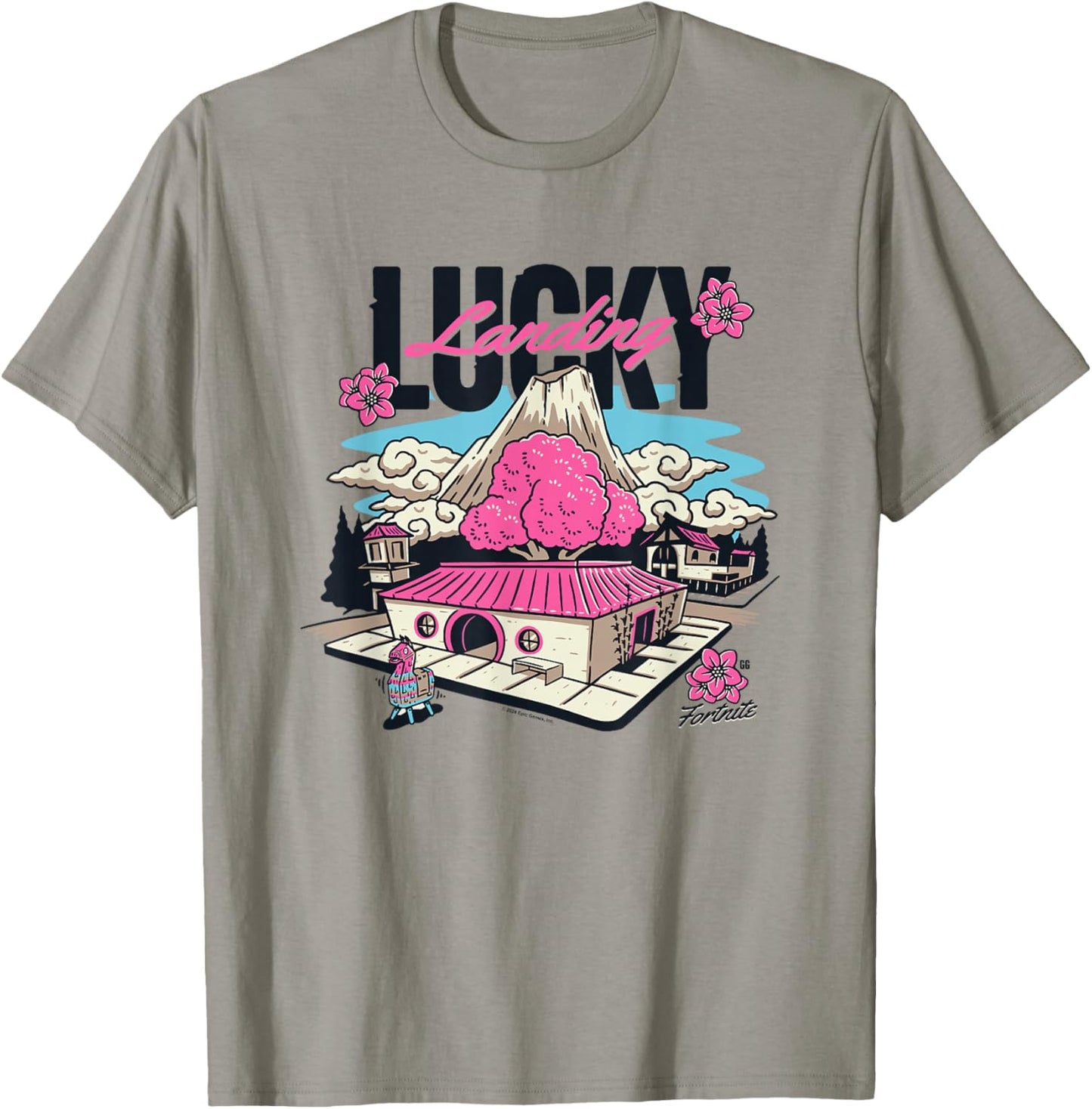 Fortnite Lucky Landing Pink Island Big Chest Poster T-Shirt - T-Shirt | Sand