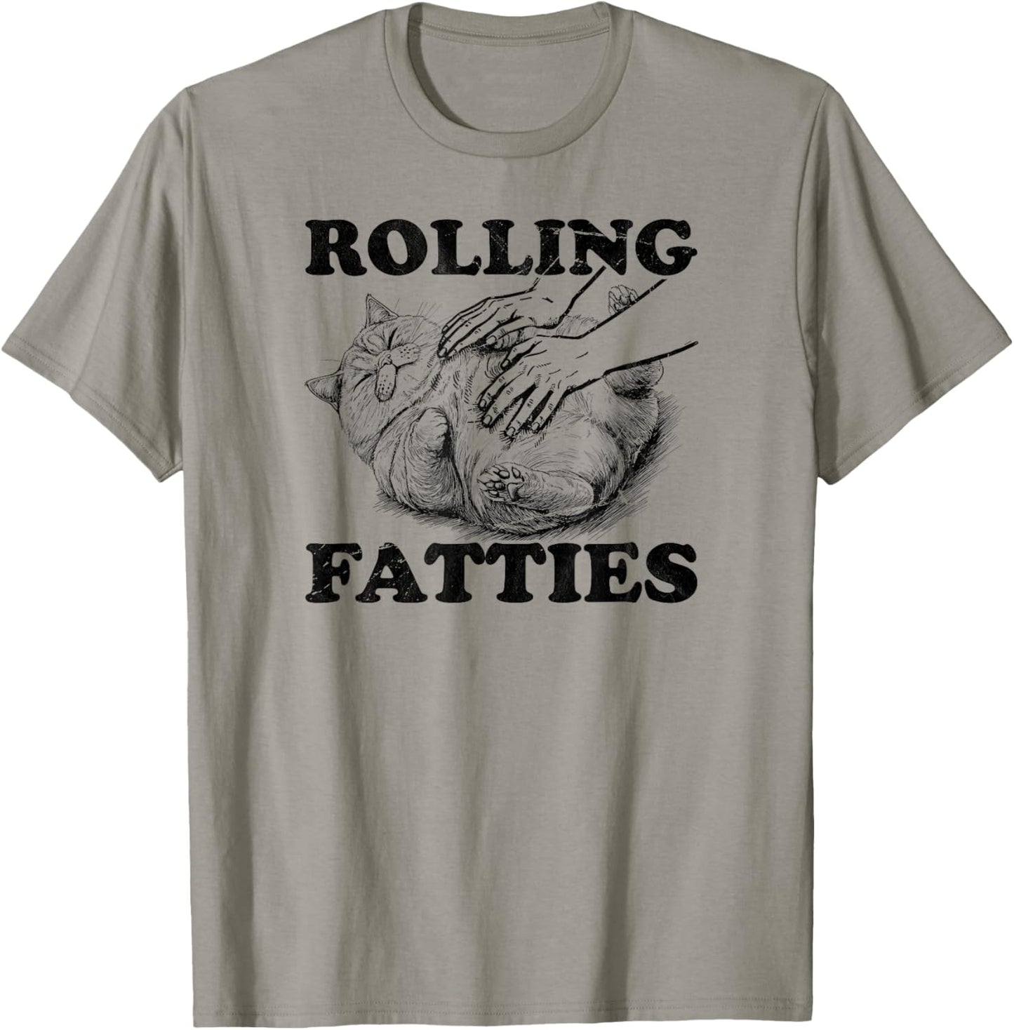 Rolling Fatties cat funny cute cat lover Kitten Owner retro Men Women T-Shirt - T-Shirt | Sand