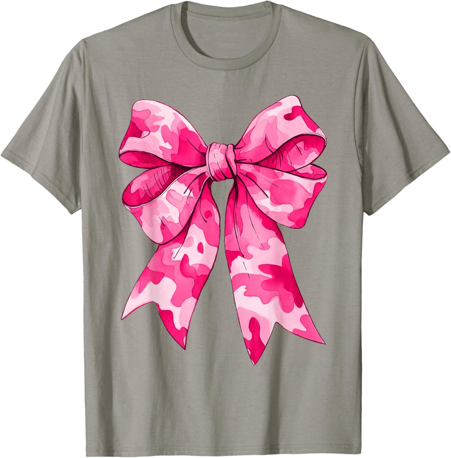 Girl Cute Pink Camo Color Coquette Bow Camouflage T-Shirt - T-Shirt | Sand