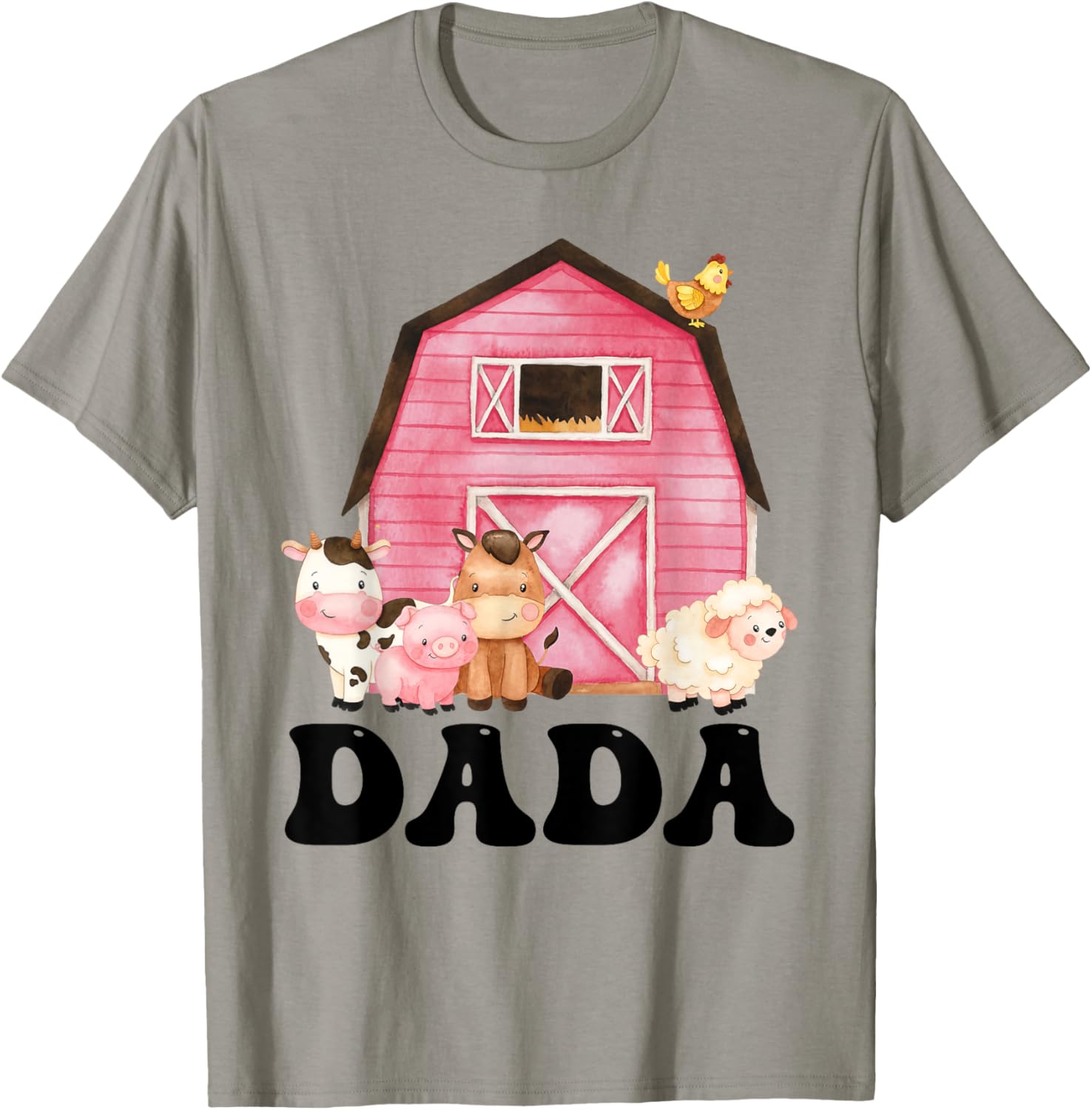 Funny Dada Farm Animals Birthday Theme Matching Family T-Shirt - T-Shirt | Sand