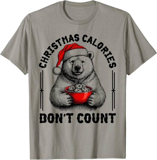 Christmas Calories Don't Count Funny Polar Bear Cookie Meme T-Shirt - T-Shirt | Sand