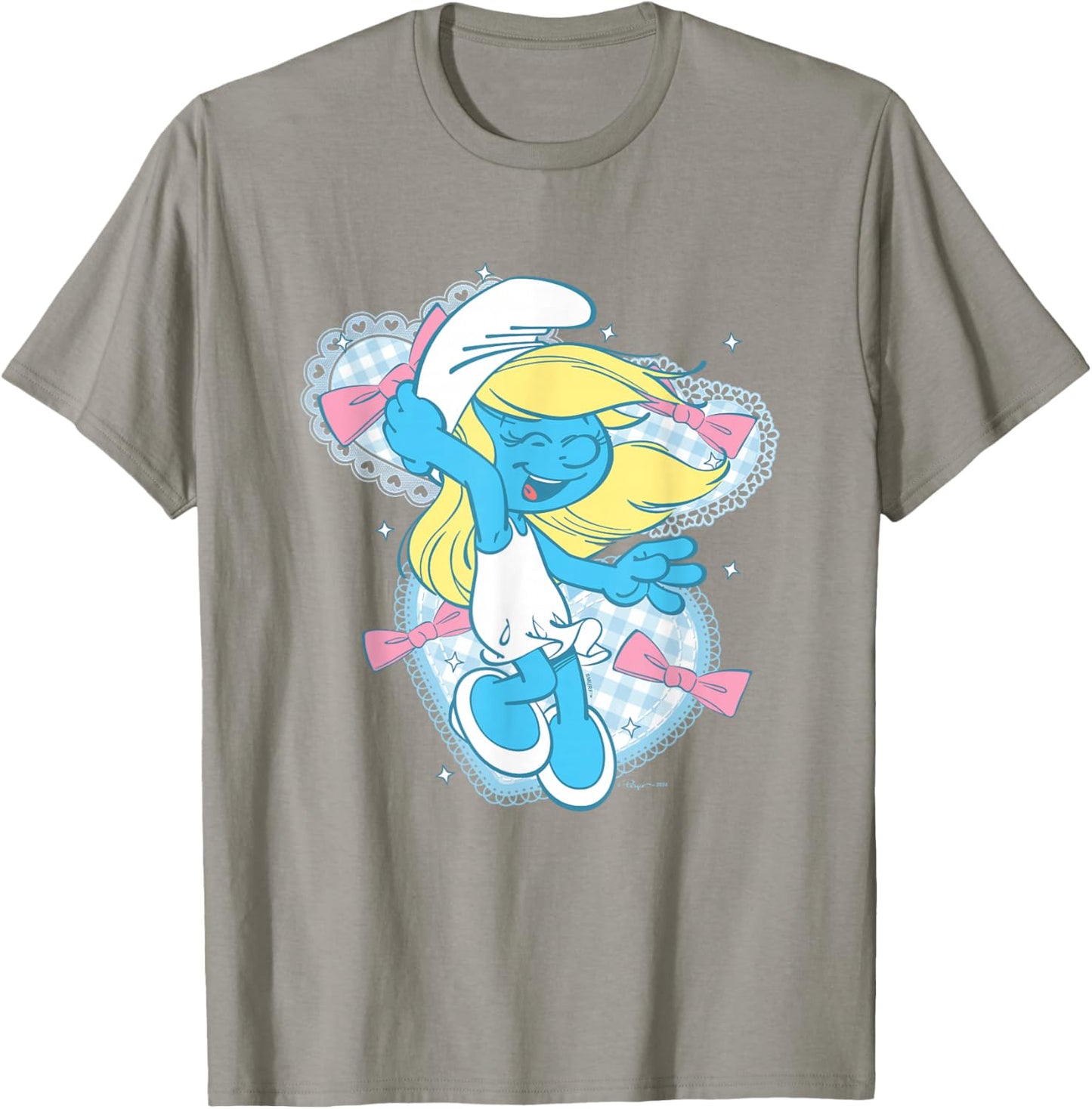 The Smurfs Cute Coquette Smurfette Pastel Color Chest Logo T-Shirt - T-Shirt | Sand