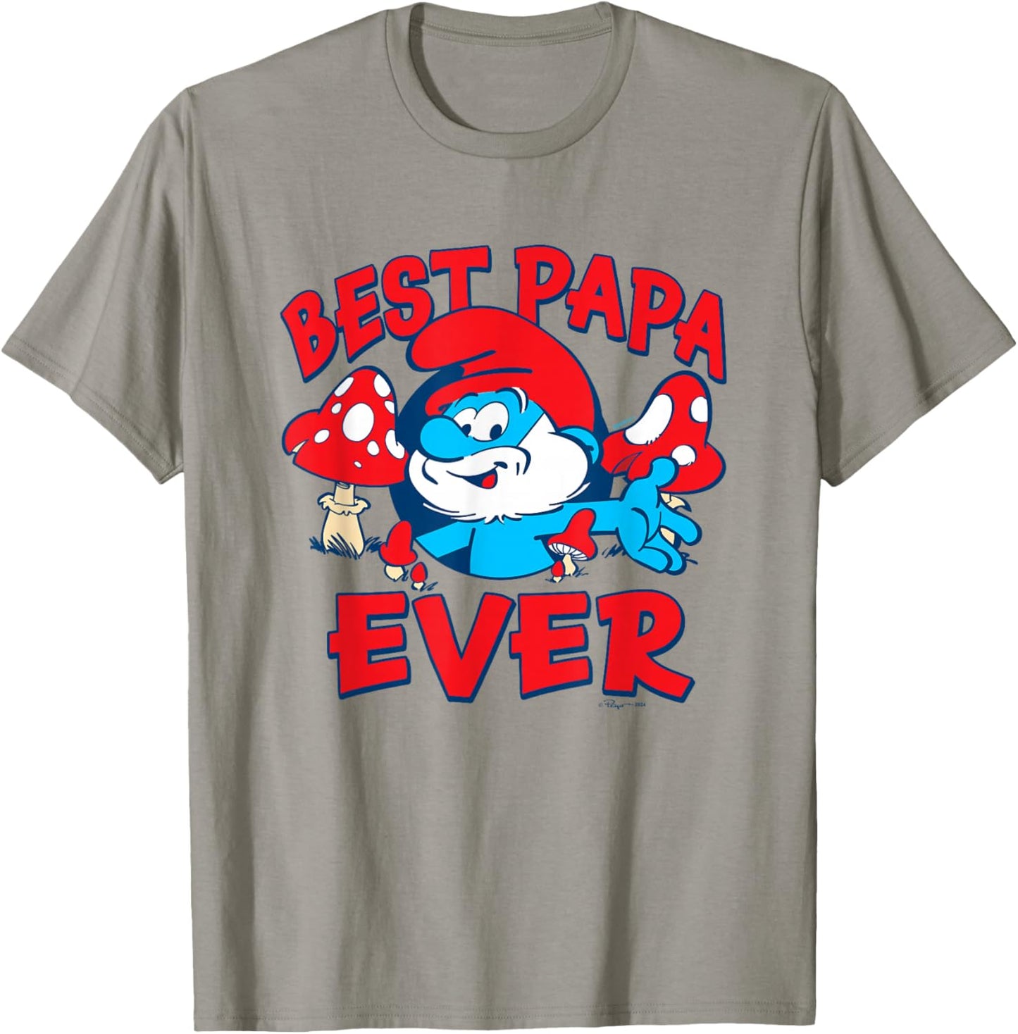 The Smurfs Father's Day Best Papa Ever Papa Smurf T-Shirt - T-Shirt | Sand