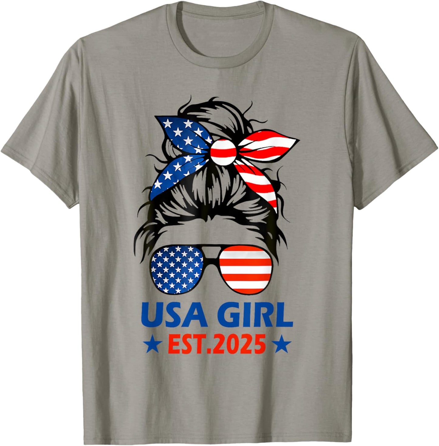 Us Citizen Est 2025 New Citizenship American USA Girl 2025 T-Shirt - T-Shirt | Sand