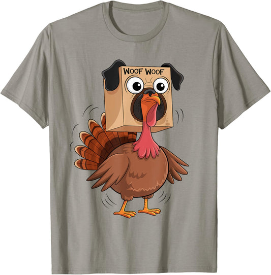Funny Thanksgiving Turkey Fake Pug Disguise Dog Lovers Women Kids T-Shirt - T-Shirt | Sand