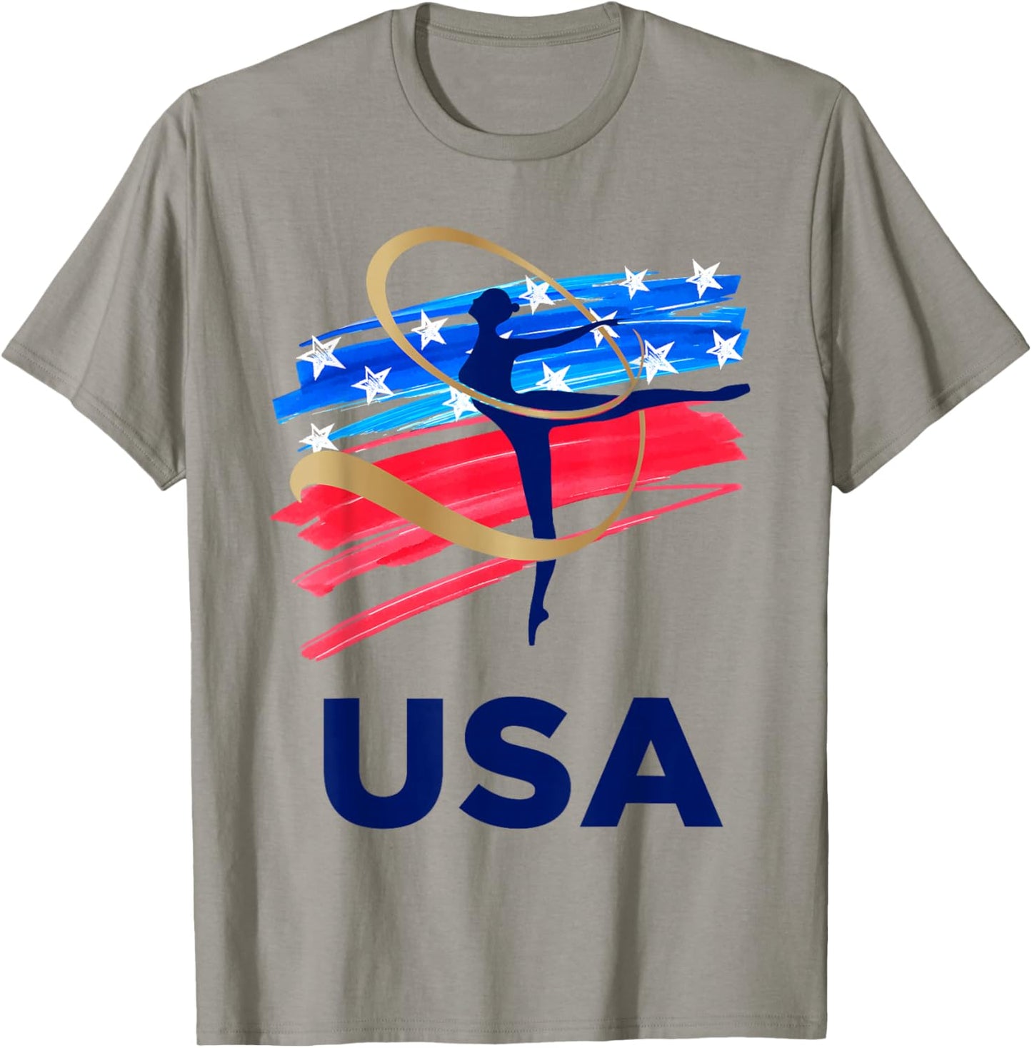 USA Sport Team Gear Summer Gymnastics White Small Classic Fit USA Flag T-Shirt - T-Shirt | Sand