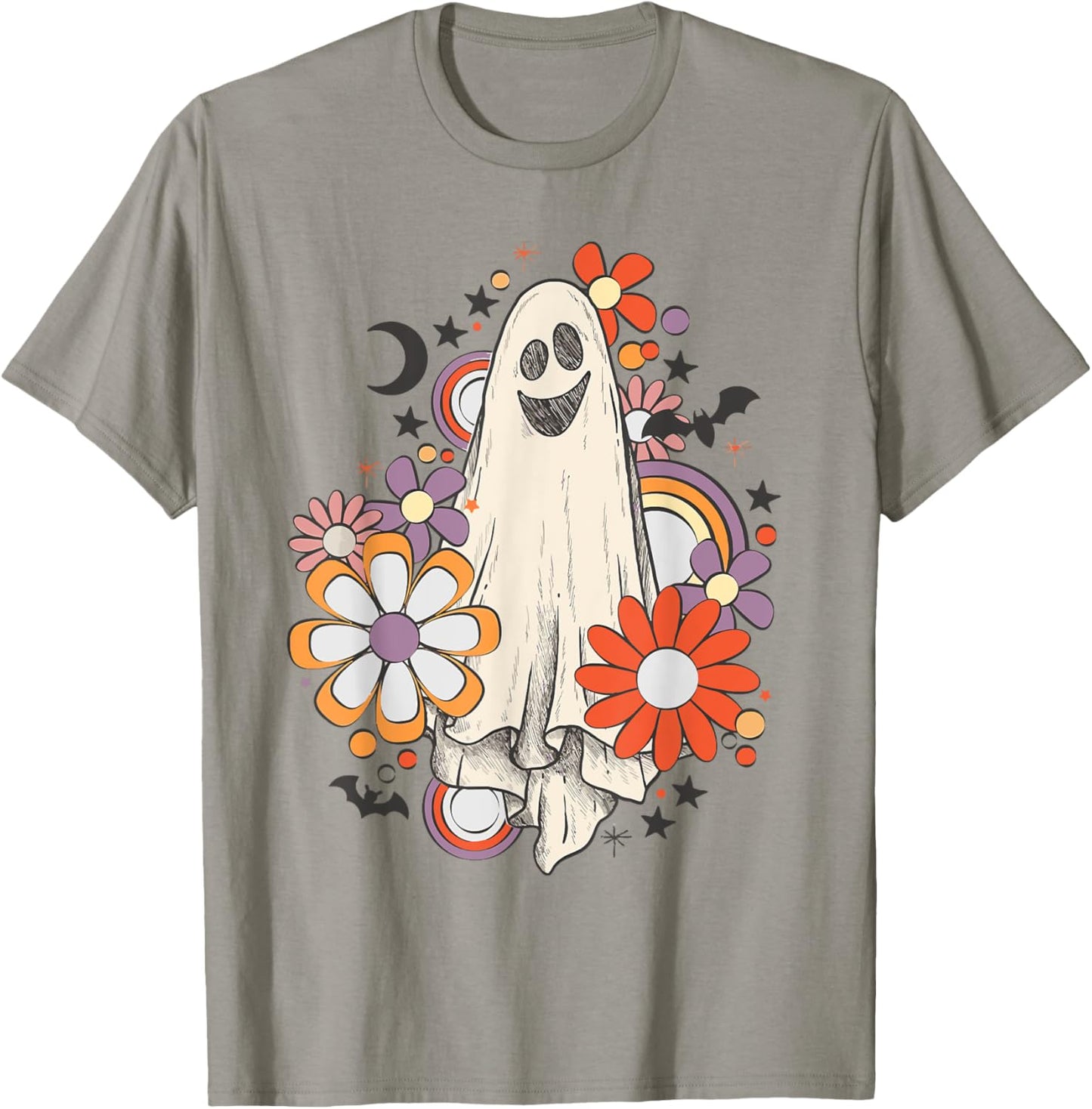 Retro Vintage Ghost Floral Pumpkin Halloween Girls T-Shirt - T-Shirt | Sand